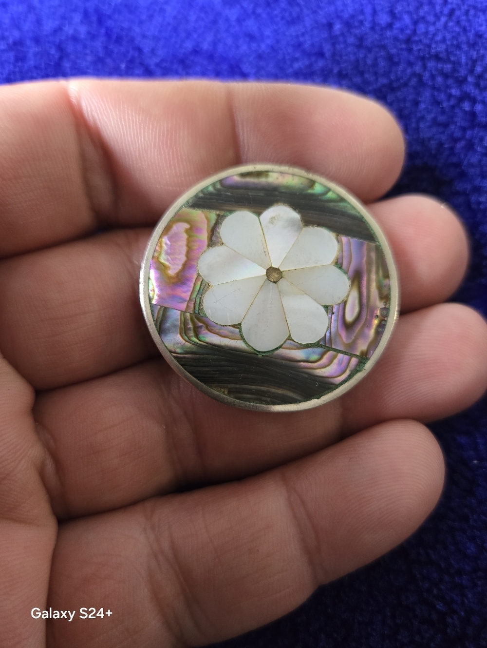 Vintage Alpaca Silver Round Brooch And Pendant Mexican